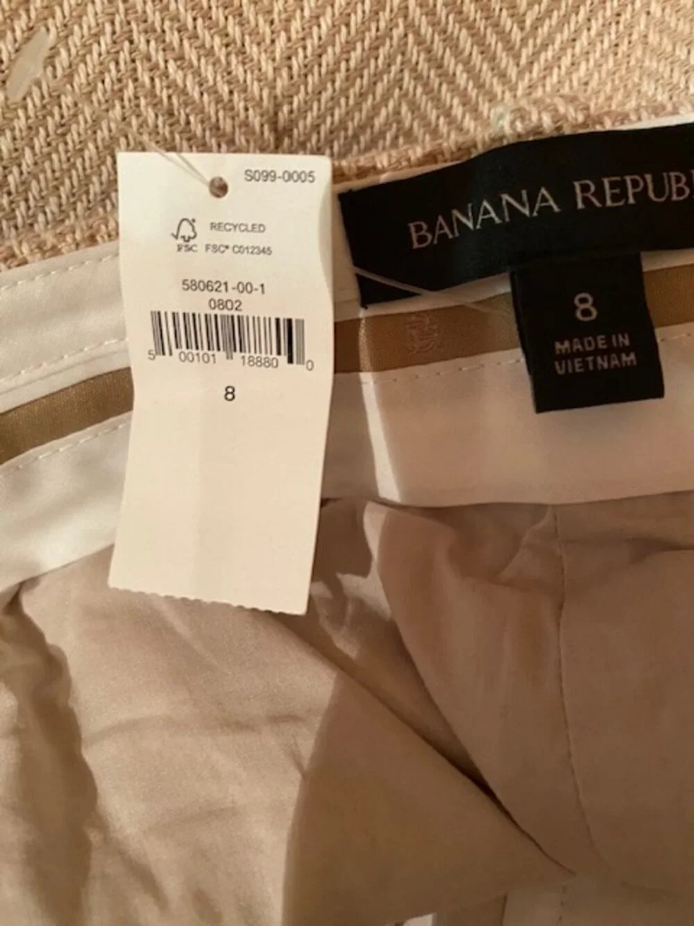 Banana Republic NWT SZ 8 Norfolk Wide Leg Linen Cotton Pant Herringbone